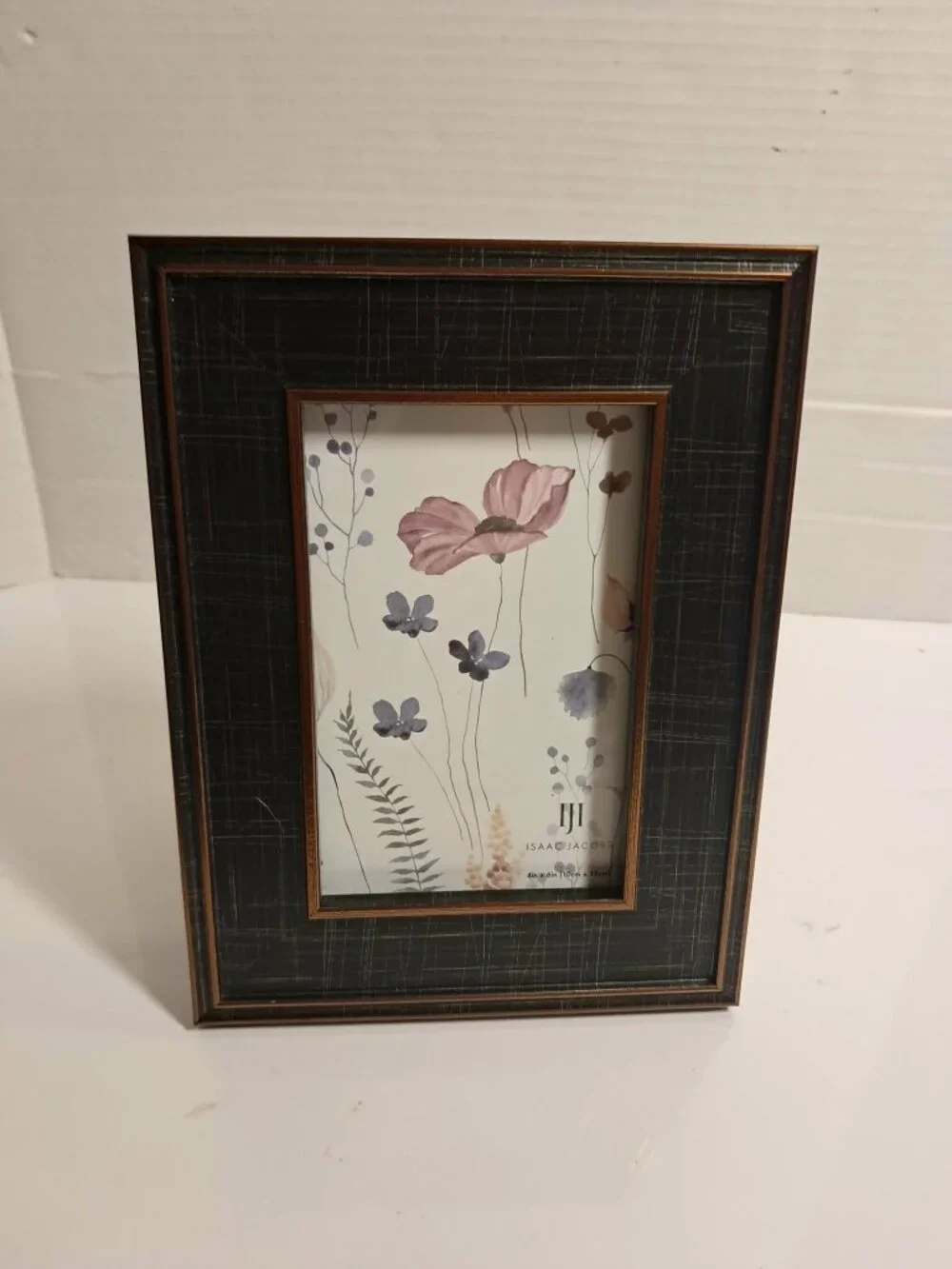 Isaac Jacobs 4x6 Black Brown Floral Picture Frame